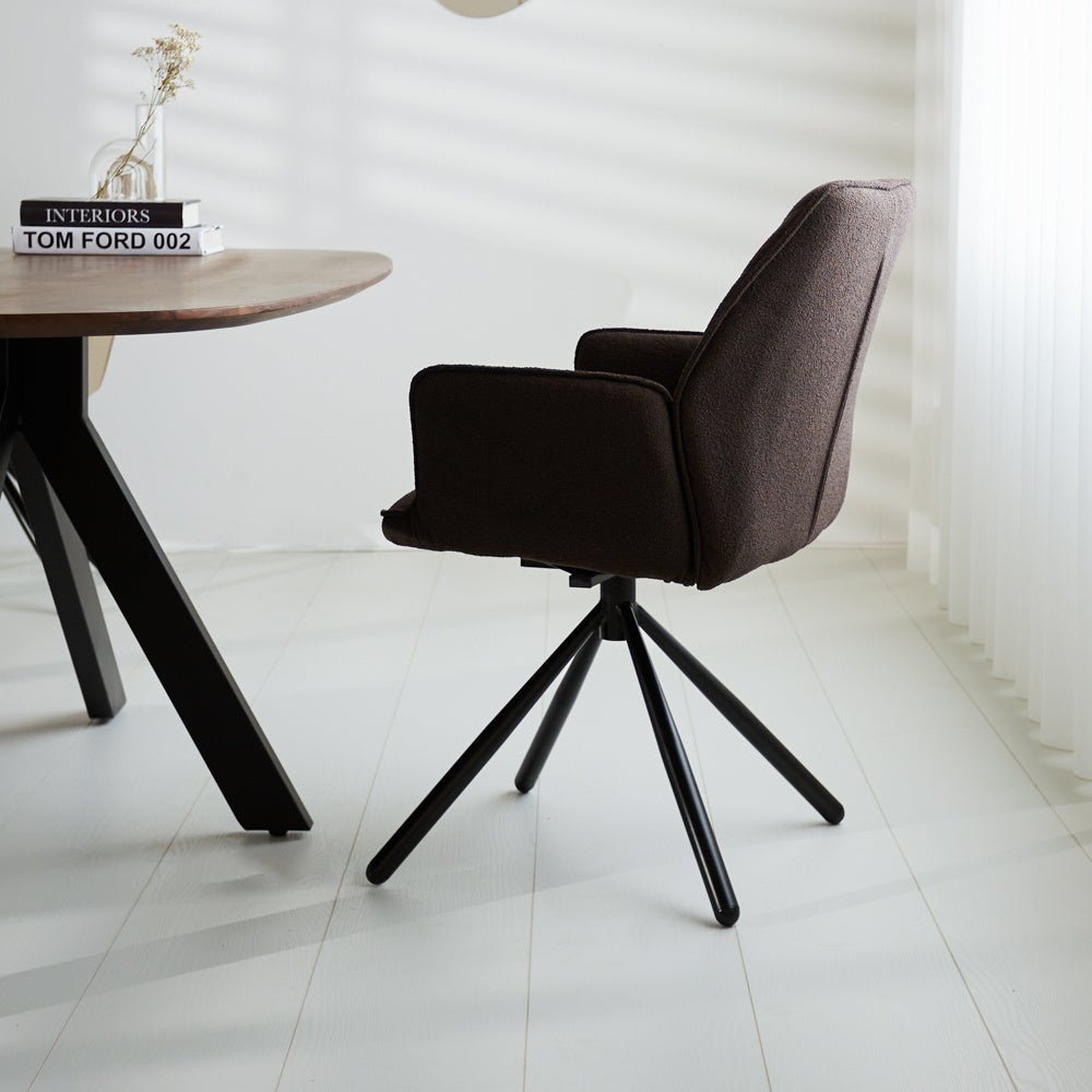 Esszimmerstuhl Novan Bouclé Dimehouse Braun LxBxH 67x59x57 Stoff Stimmungsvolle Foto-Seitenansicht