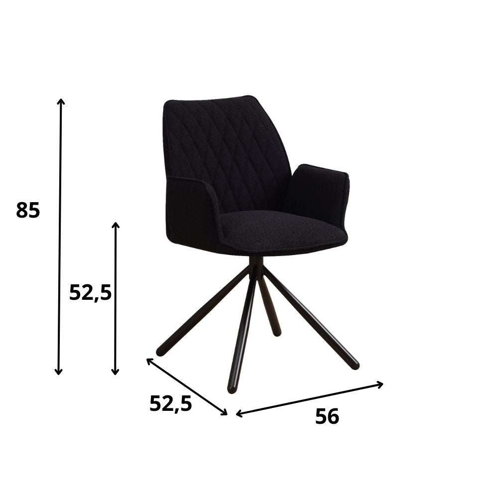 Esszimmerstuhl Novan Bouclé Dimehouse Schwarz LxBxH 67x59x57 Stoff Weiß Fotogrößenangabe