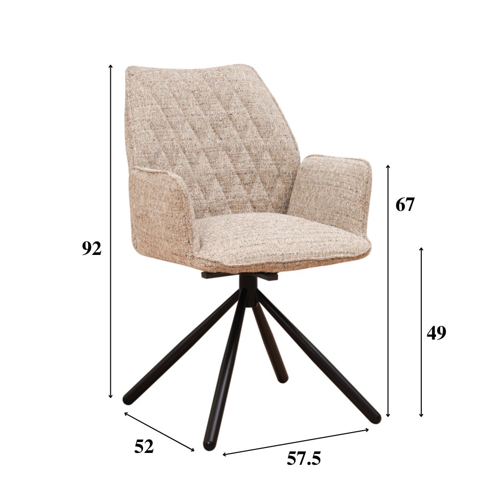 Esszimmerstuhl Novan-Chenille Dimehouse Beige LxBxH 71x64x56 Stoff Weiß Fotogrößenangabe