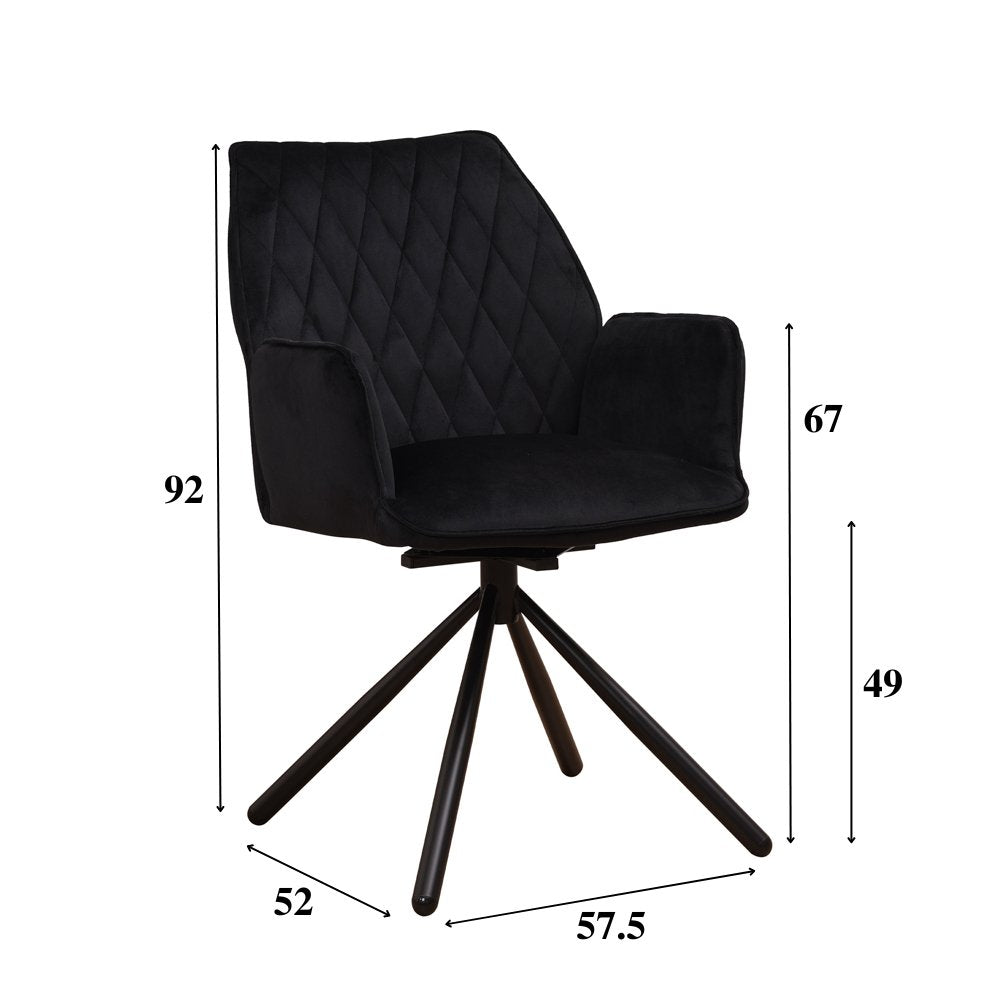 Esszimmerstuhl Novan-Samt Dimehouse Schwarz LxBxH 71x64x56 Stoff Weiß Fotogrößenangabe
