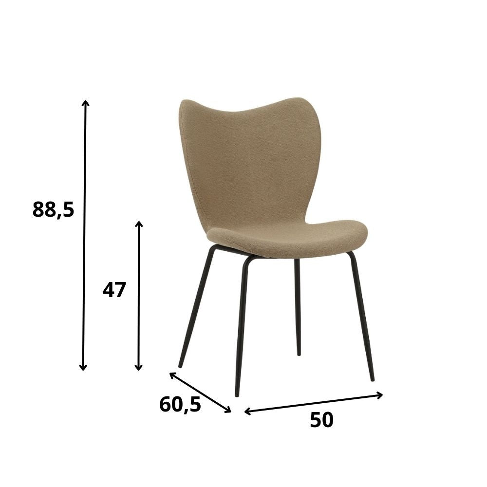 Esszimmerstuhl Sia Dimehouse Taupe LxBxH 72x55x51 Stoff Weiß Fotogrößenangabe