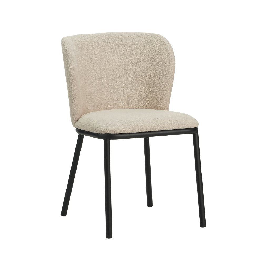 Esszimmerstuhl Tess Dimehouse Beige LxBxH 65x62x56 Stoff Weißes Foto diagonale Vorderansicht