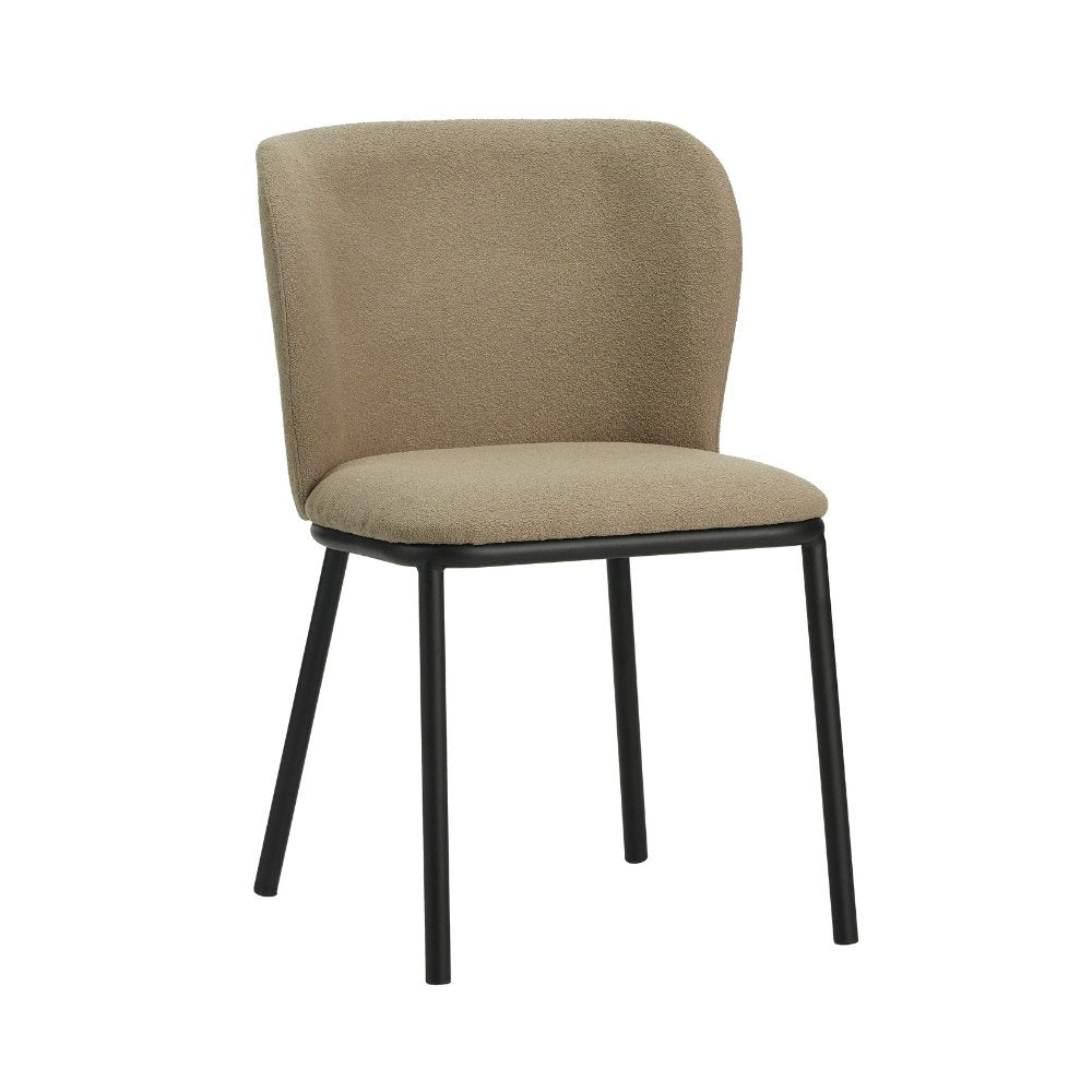 Esszimmerstuhl Tess Dimehouse Taupe LxBxH 65x62x56 Stoff Weißes Foto, diagonale Vorderansicht