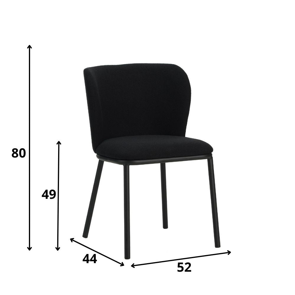Esszimmerstuhl Tess Dimehouse Schwarz LxBxH 65x62x56 Stoff Weiß Fotogrößenangabe