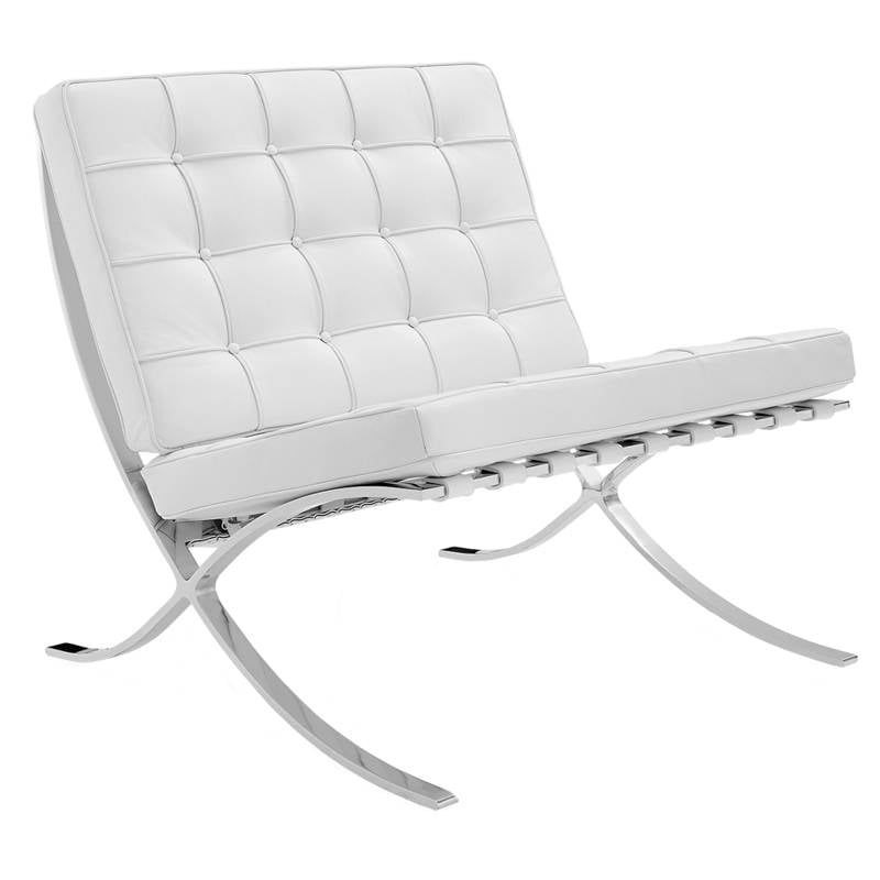 Sessel Expo Dimehouse Weiß LxBxH 80x78x78 Rindsleder. Weißes Foto, diagonale Vorderansicht