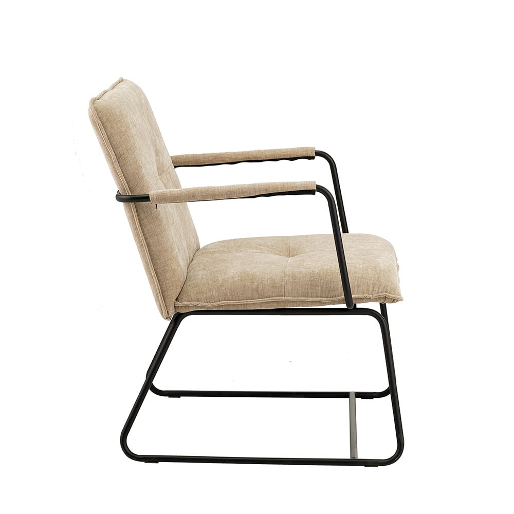 Sessel Hailey Chenille Dimehouse Beige LxBxH 66x64x37 Stoff Weiß Foto Seitenansicht
