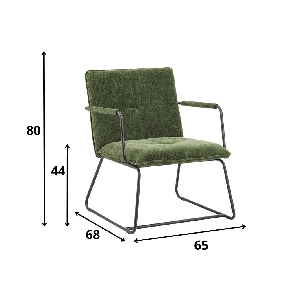 Sessel Hailey Chenille Dimehouse Dunkelgrün LxBxH 66x64x37 Stoff Weiße Fotogrößenangabe