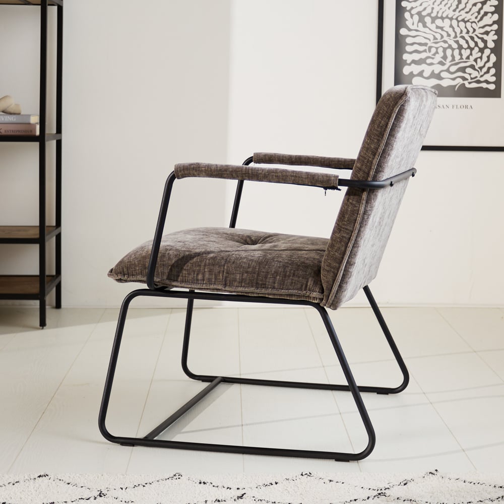 Sessel Hailey Chenille Dimehouse Grau LxBxH 66x64x37 Stoff Stimmungsvolle Foto-Seitenansicht