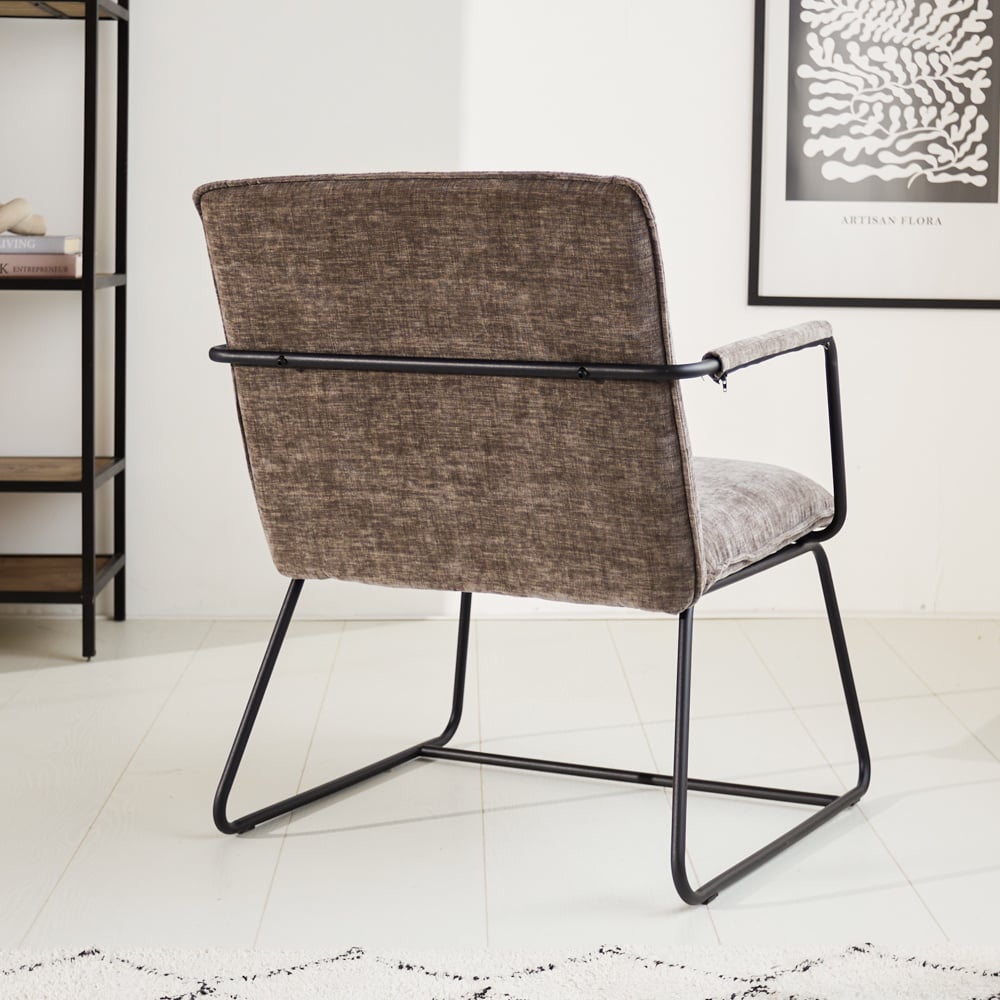 Sessel Hailey Chenille Dimehouse Grau LxBxH 66x64x37 Stoff Stimmungsvolle Fotodiagonale Rückansicht