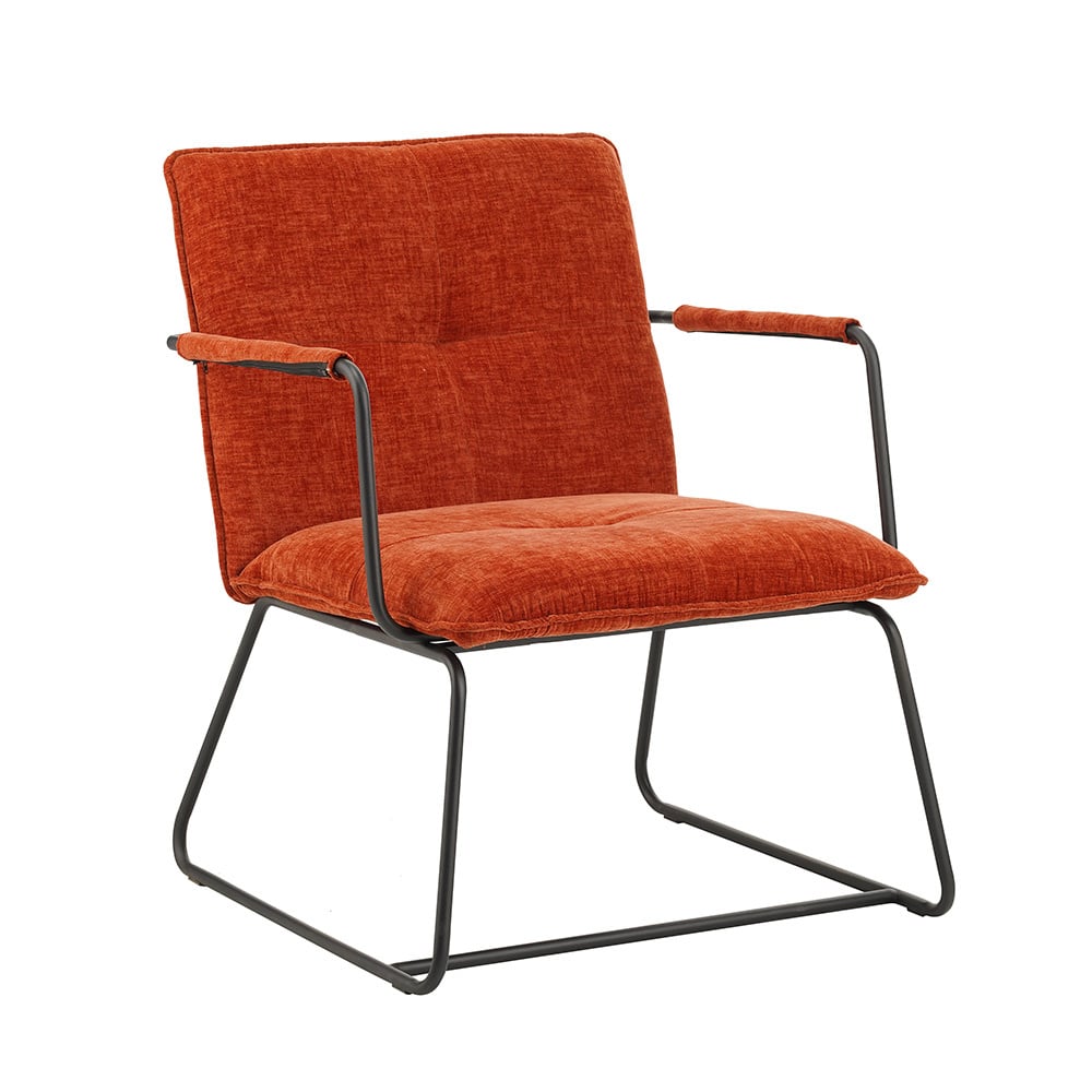 Sessel Hailey Chenille Dimehouse Kupfer LxBxH 66x64x37 Stoff Weißes Foto diagonale Vorderansicht