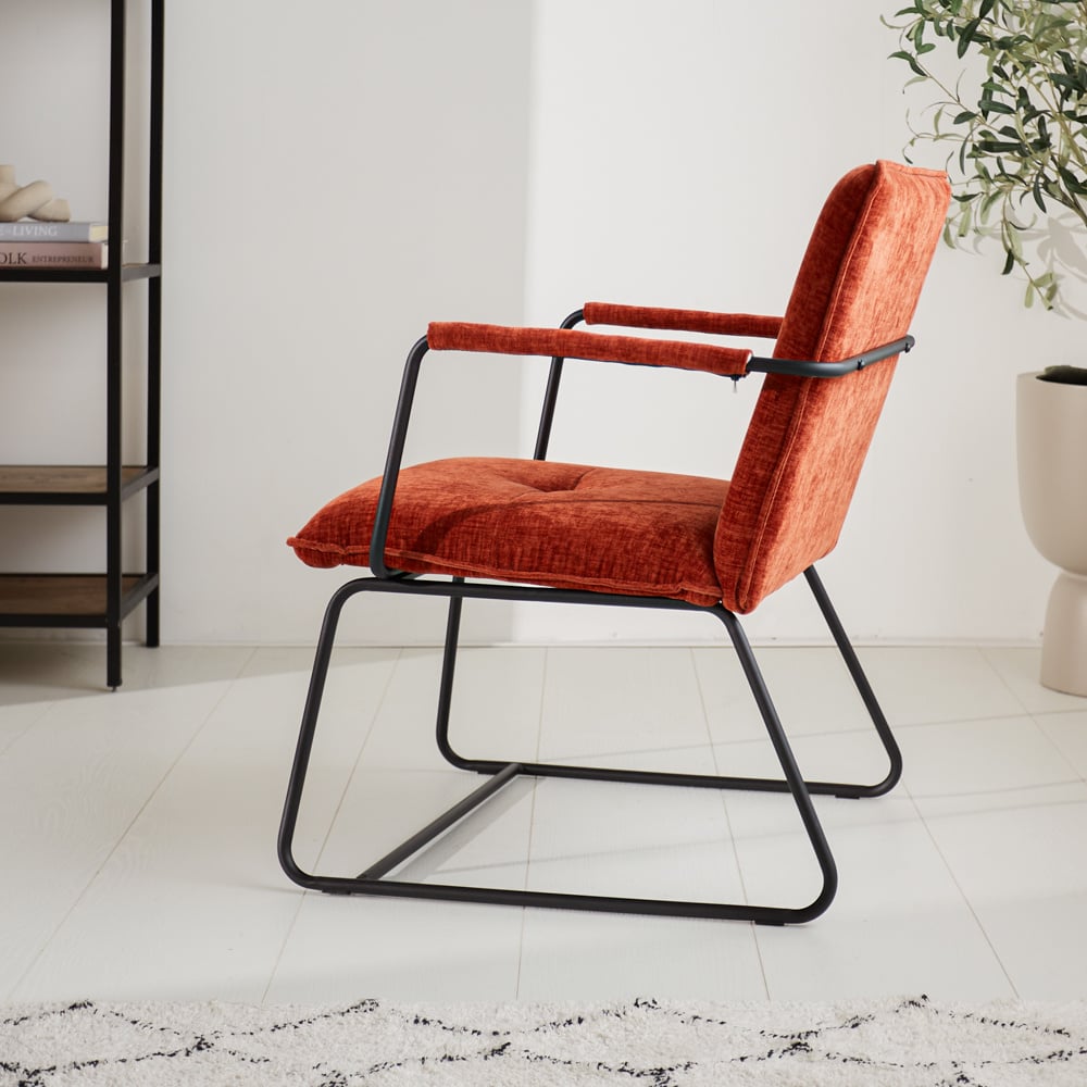 Sessel Hailey Chenille Dimehouse Kupfer LxBxH 66x64x37 Stoff Stimmungsvolle Foto-Seitenansicht