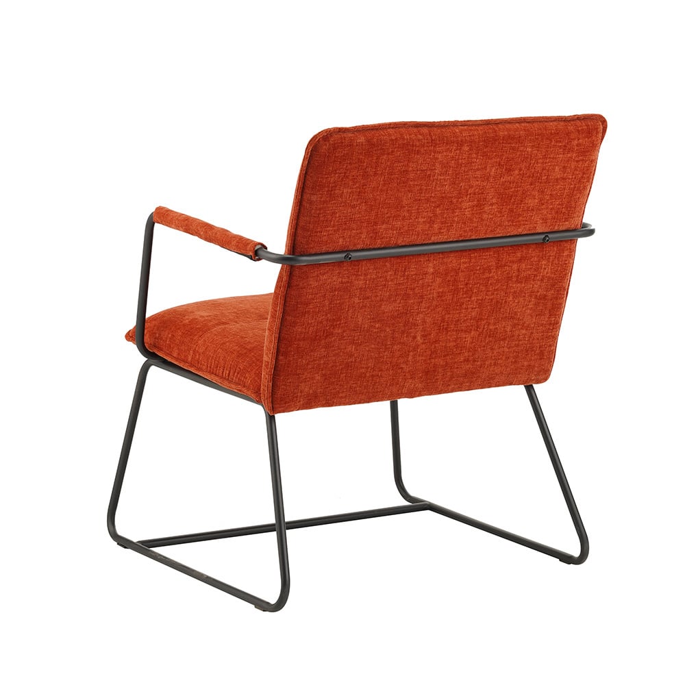 Sessel Hailey Chenille Dimehouse Kupfer LxBxH 66x64x37 Stoff Weißes Foto diagonale Rückansicht