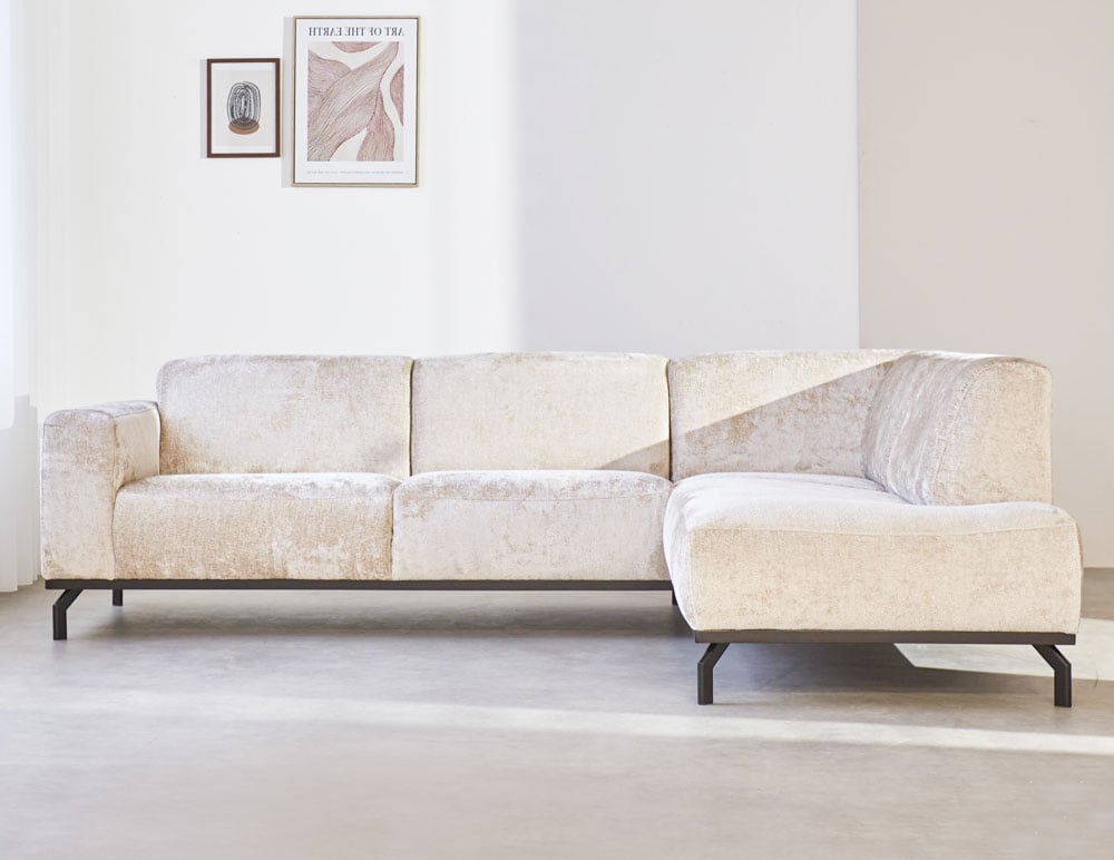 Sofa Chloe DeGeBe Beige Stoff Umgebungsfoto, Vorderansicht