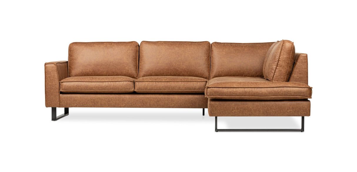 Sofa Tulin DeGeBe Cognac Stoff Weiß Foto Vorderansicht