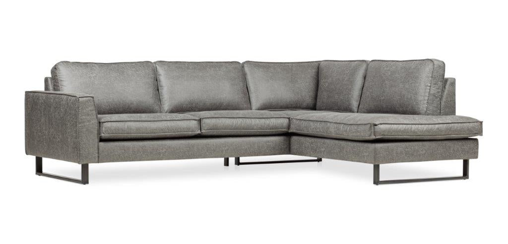 Sofa Tulin DeGeBe Grauer Stoff Weißes Foto diagonale Vorderansicht