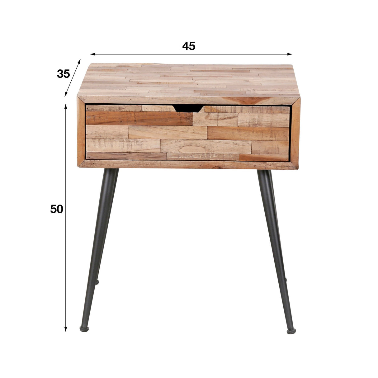 Nachttisch Cloë DH Interior Weathered LxBxH 50x40x19 Teak White Foto Größenangabe