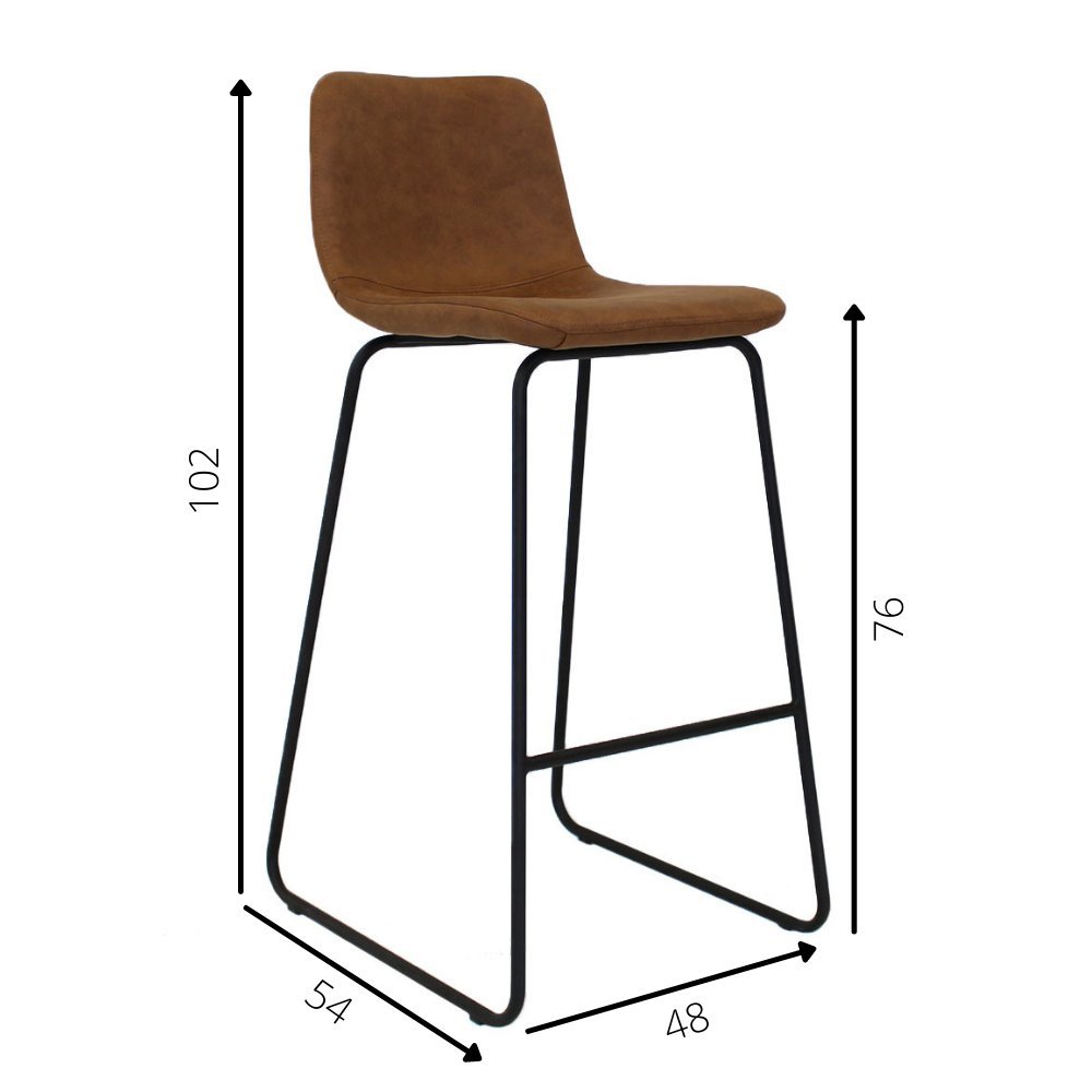 Barhocker Brentt Dimehouse Cognac LxBxH 84x60x49 Mikrofaser Weiß Fotogrößenangabe