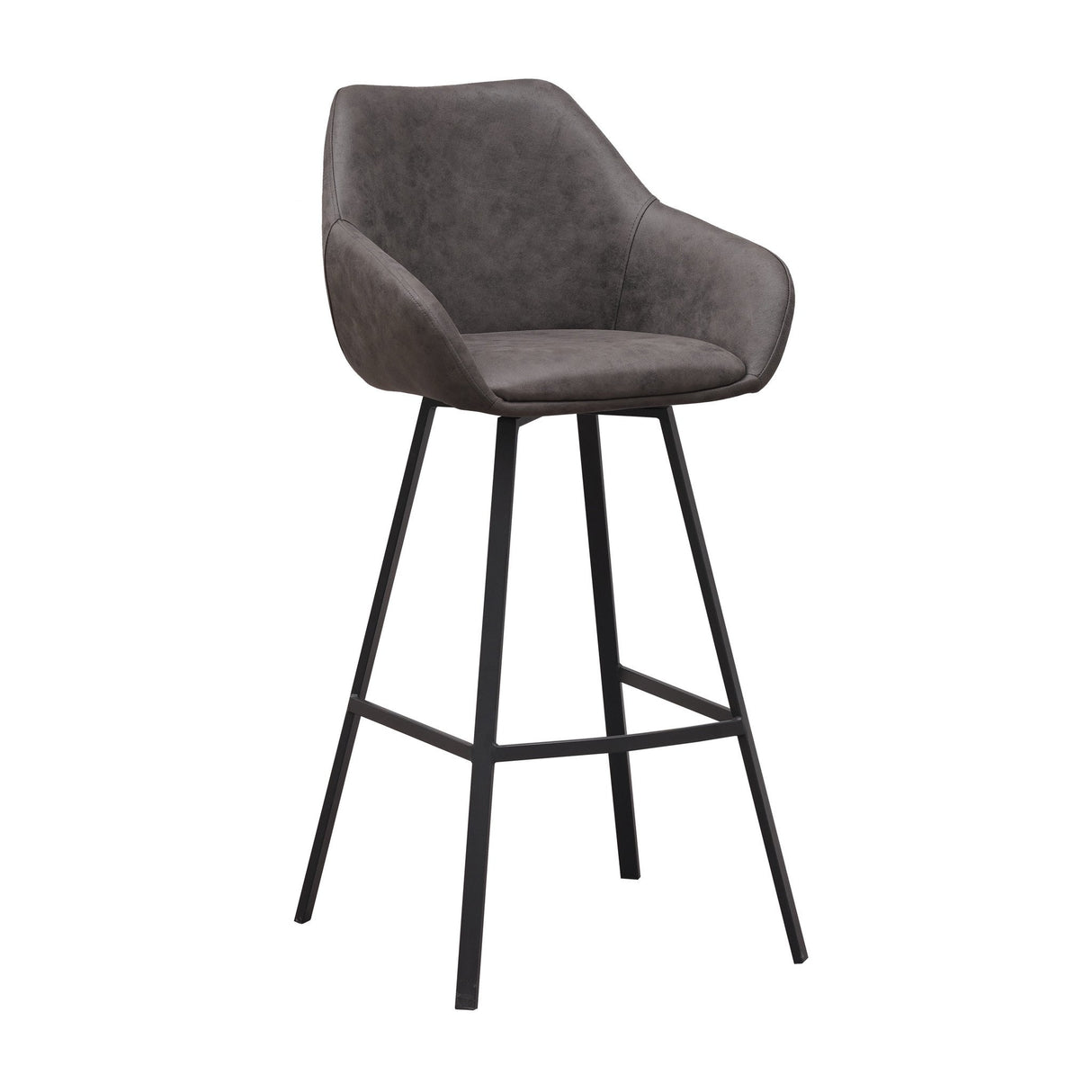 Barhocker Elise Ecoleather Dimehouse Anthrazit LxBxH 88x61x54 Öko-Leder Weißes Foto diagonale Vorderansicht