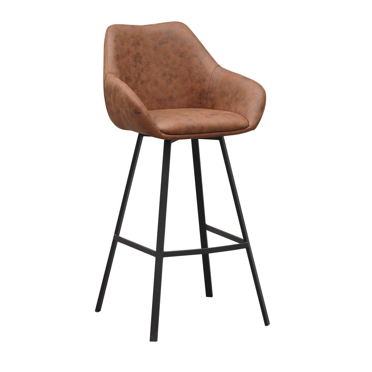 Barhocker Elise Ecoleather Dimehouse Cognac LxBxH 88x61x54 Öko-Leder Weißes Foto diagonale Vorderansicht