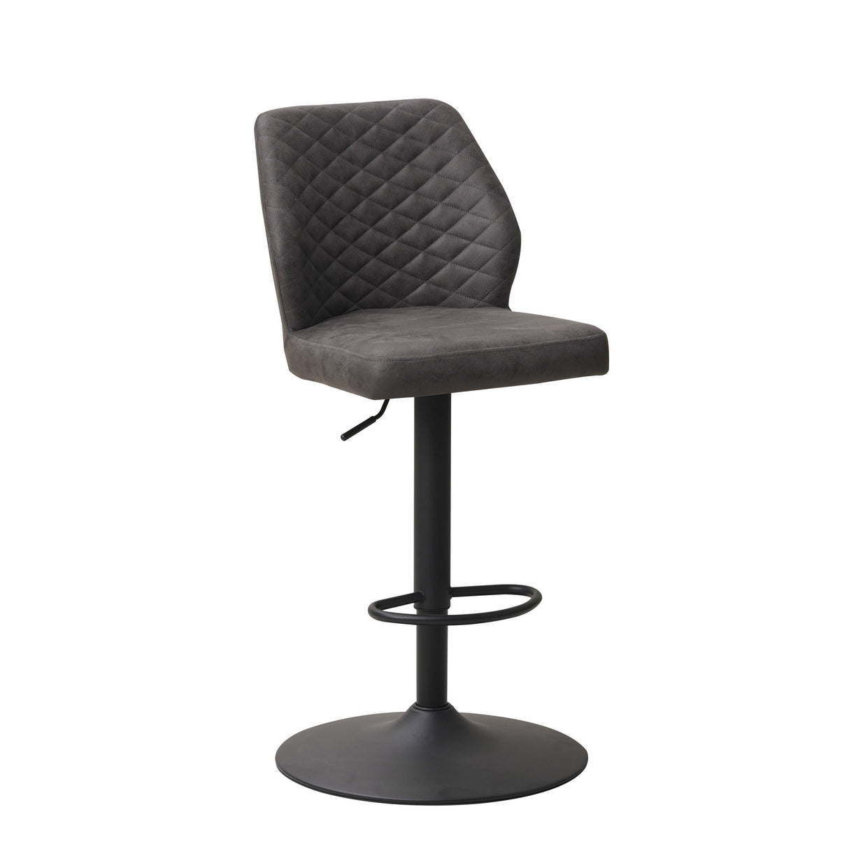 Barhocker Grizzly Dimehouse Anthrazit LxBxH 65x56x52 Mikrofaser Weißes Foto diagonale Vorderansicht