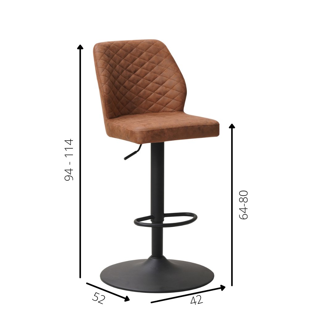 Barhocker Grizzly Dimehouse Cognac LxBxH 65x56x52 Mikrofaser Weiß Fotogrößenangabe