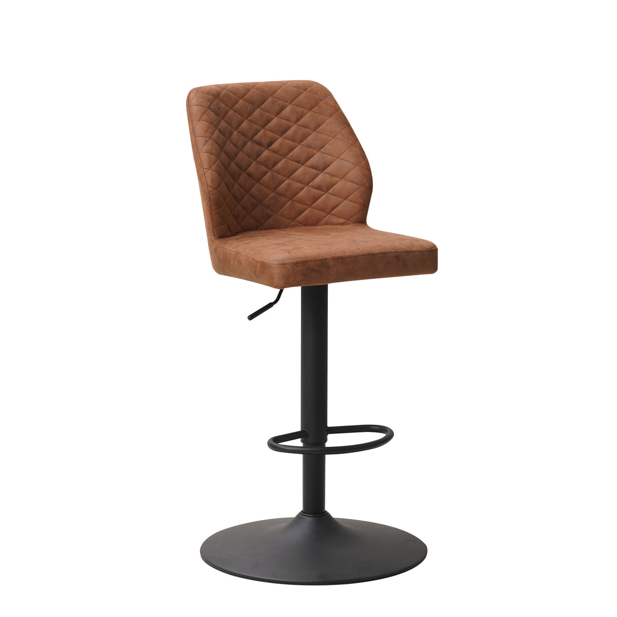 Barhocker Grizzly Dimehouse Cognac LxBxH 65x56x52 Mikrofaser Weißes Foto diagonale Vorderansicht