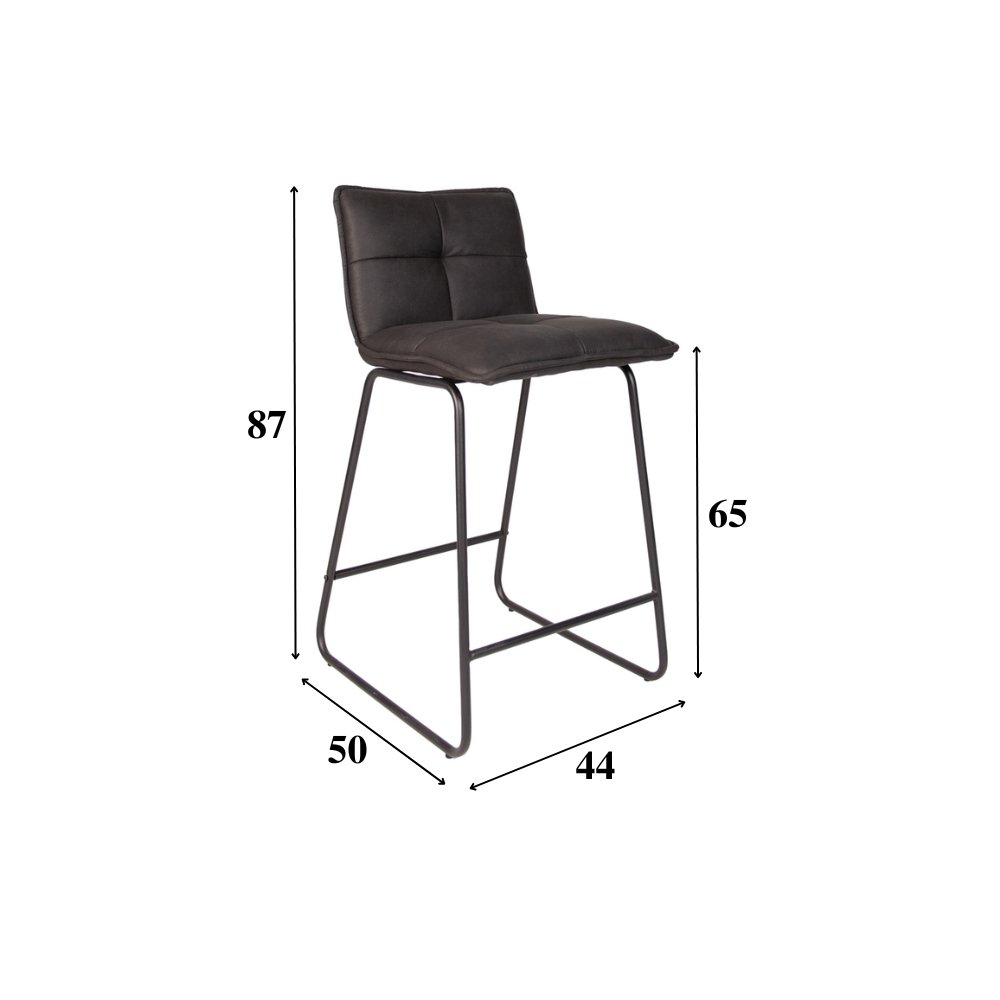 Barhocker Jelle Dimehouse Anthrazit LxBxH 63x56x49 Mikrofaser Weiß Fotogrößenangabe