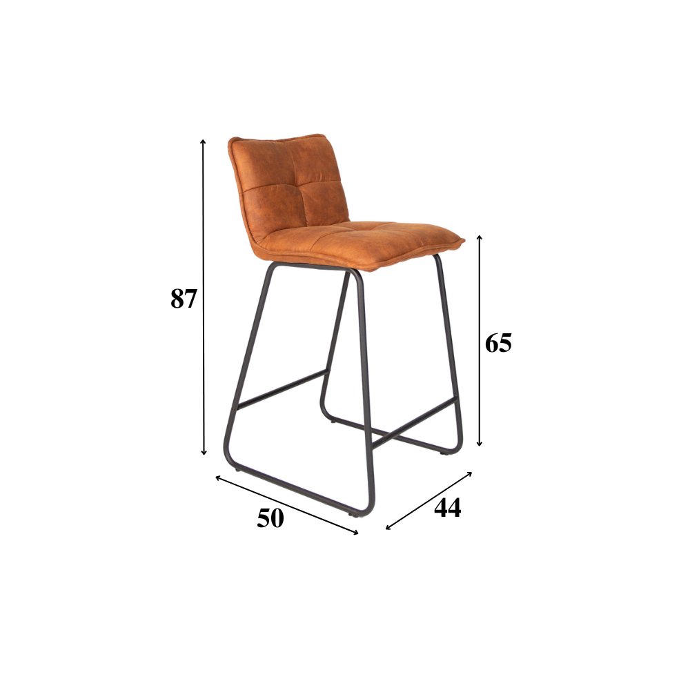 Barhocker Jelle Dimehouse Cognac LxBxH 63x56x49 Mikrofaser Weiß Fotogrößenangabe