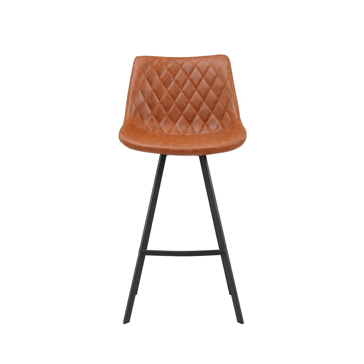 Barhocker Juno Dimehouse Cognac LxBxH 86x56x56 Kunstleder Weißes Foto Vorderansicht