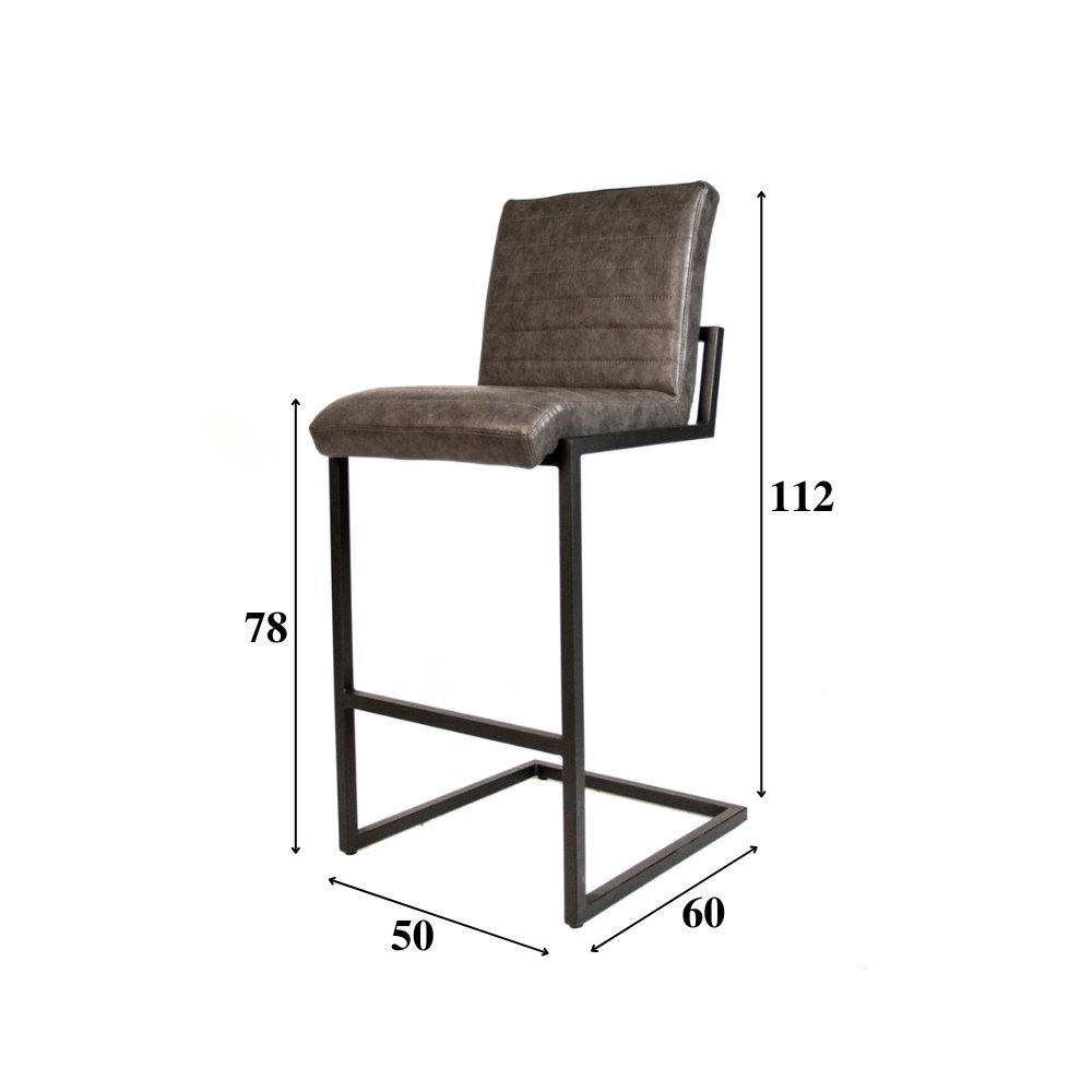 Barhocker Kuba Dimehouse Anthrazit LxBxH 93x58x53 Kunstleder Weiße Fotogrößenangabe