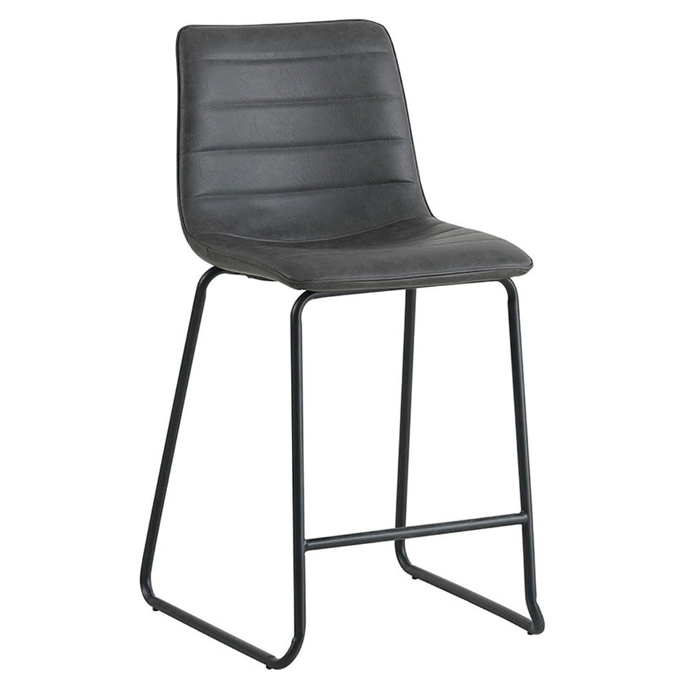 Barhocker Mark Kunstleder Dimehouse Anthrazit LxBxH 79x65x54 Kunstleder Weißes Foto diagonale Vorderansicht
