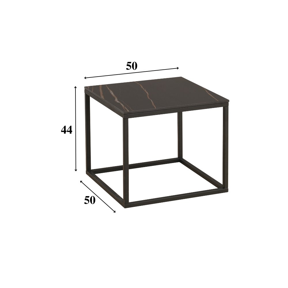 Beistelltisch Fien Dimehouse Schwarz LxBxH 63x63x10 Gesinterter Stein Weiße Fotogrößenangabe