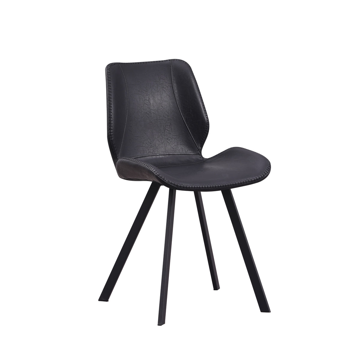 Esszimmerstuhl Barry Dimehouse Schwarz LxBxH 69x66x48 Kunstleder Weißfoto schräg von vorne