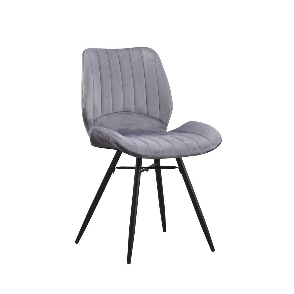 Esszimmerstuhl Schöner Samt Dimehouse Anthrazit LxBxH 71x67x49 Stoff Weiß Foto diagonale Vorderansicht