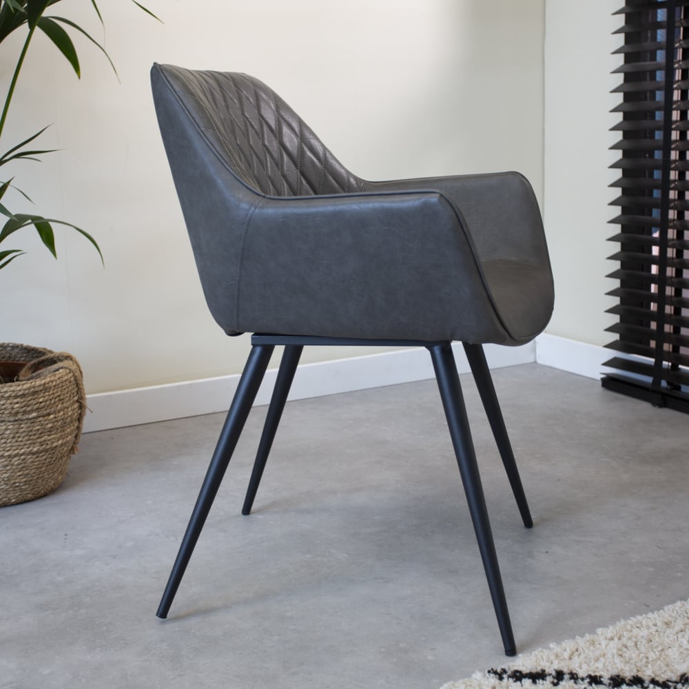 Esszimmerstuhl Cara Dimehouse Anthrazit LxBxH 78x65x57 Kunstleder Stimmungsvolle Foto-Seitenansicht