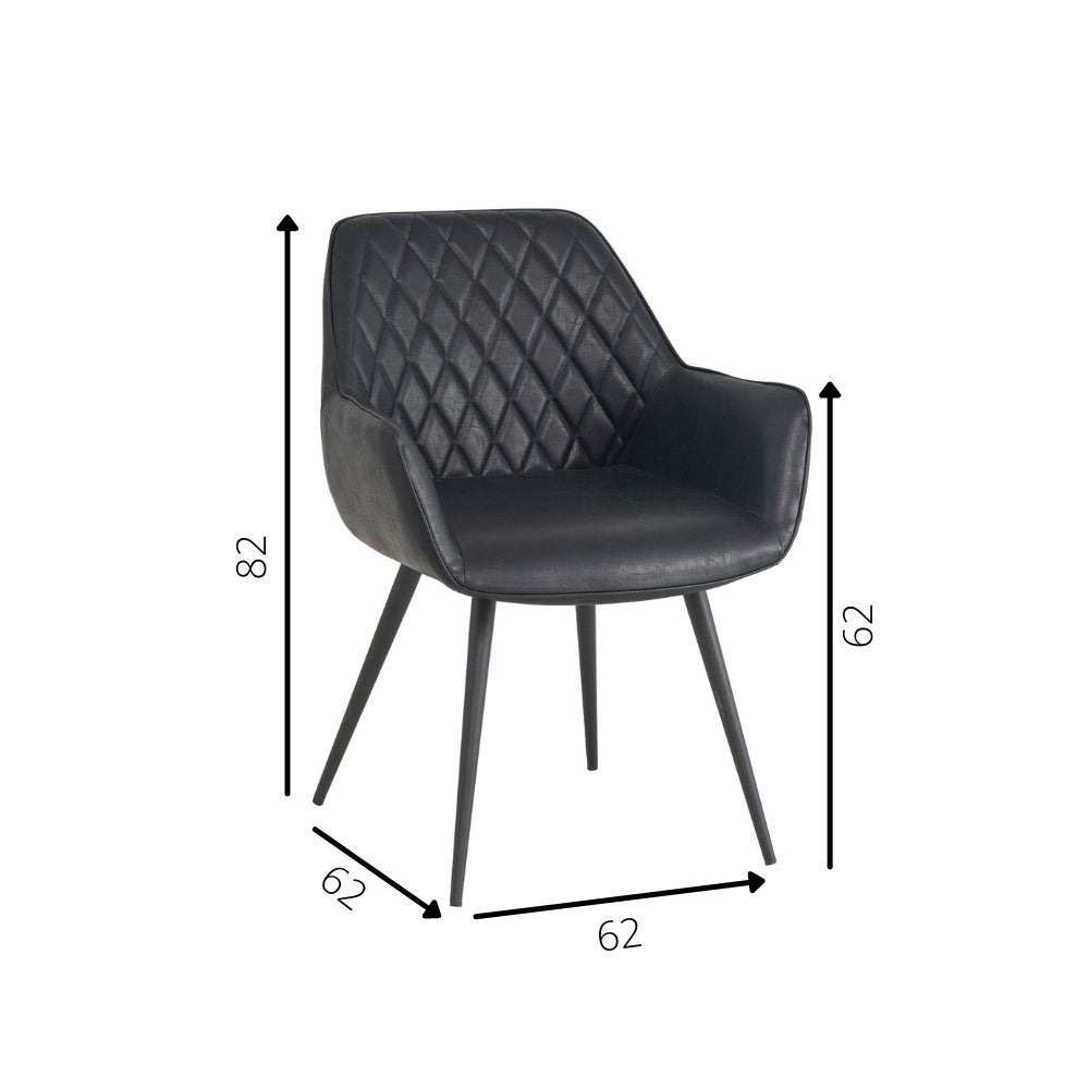 Esszimmerstuhl Cara Dimehouse Schwarz LxBxH 78x65x57 Kunstleder Weiße Fotogrößenangabe