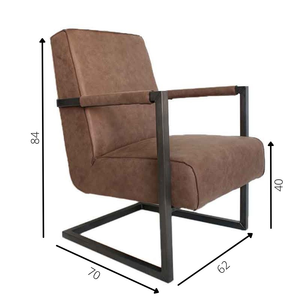 Sessel Tiger Dimehouse Taupe LxBxH 69x58x49 Öko-Leder Weiße Fotogrößenangabe