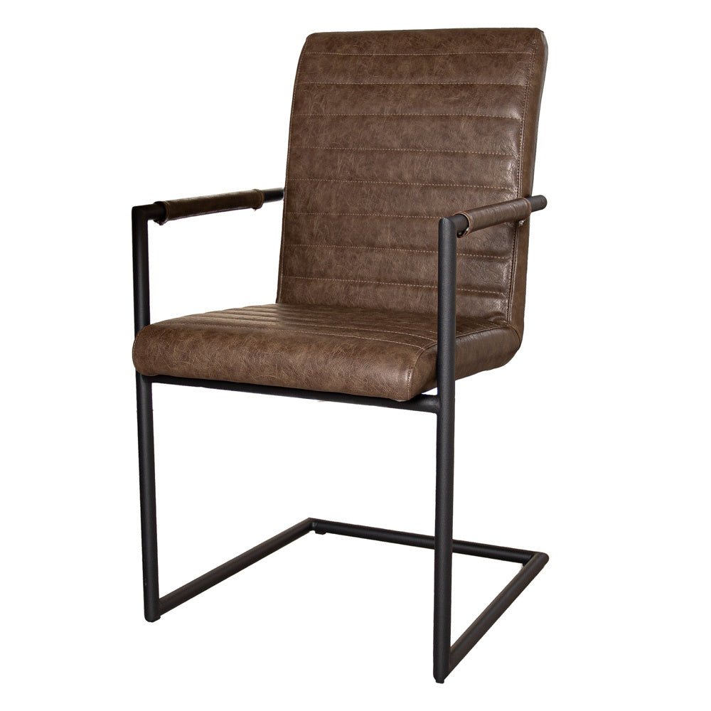 Esszimmerstuhl BHs Dimehouse Taupe LxBxH 73x59x58 Kunstleder Weißes Foto diagonale Vorderansicht