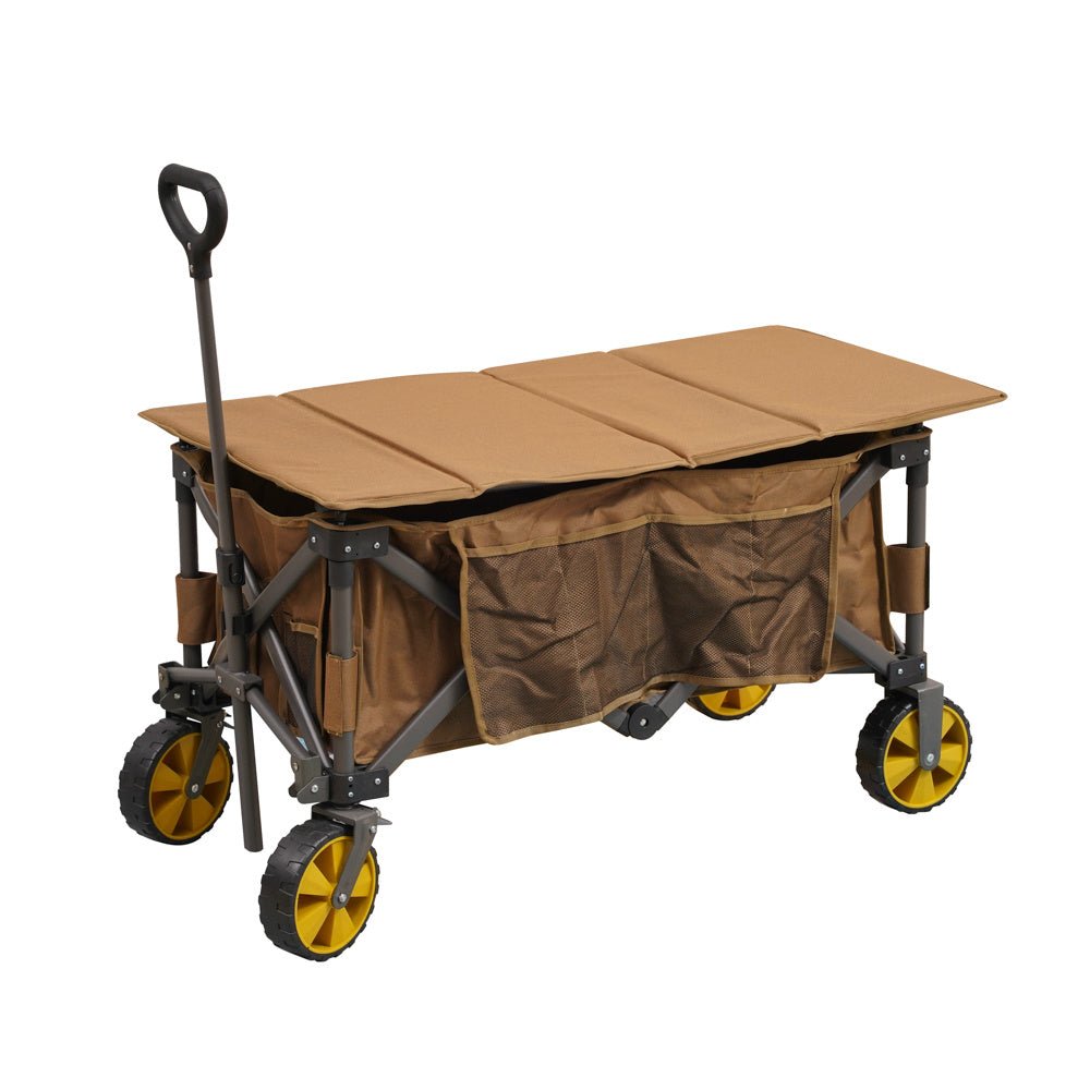 Trolley Zusammenklappbarer Bollerwagen braun 90x50x55 cm Dimehouse Braun LxBxH 75x28x28 Aluminium Weißes Foto, diagonale Vorderansicht