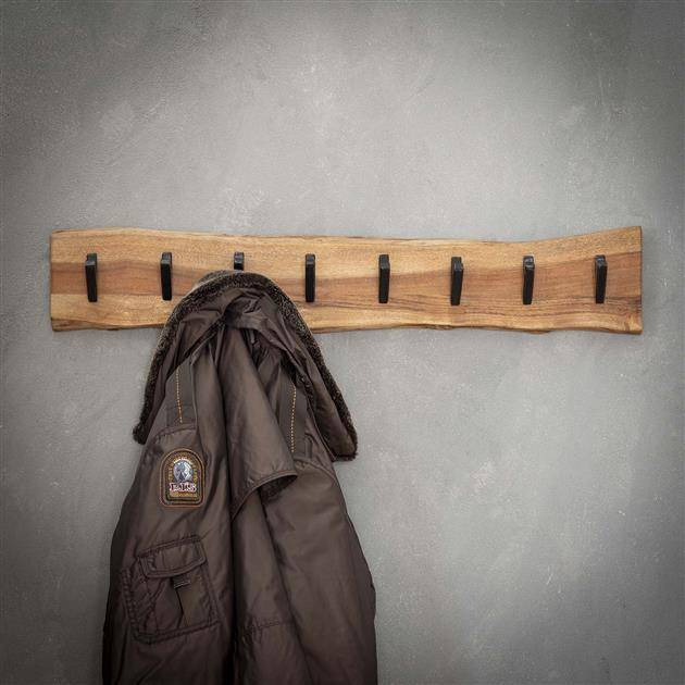 Garderobe Levi DH Interior Akazie LxBxH 92x21x15 Akazienholz Stimmungsvolles Foto Vorderansicht