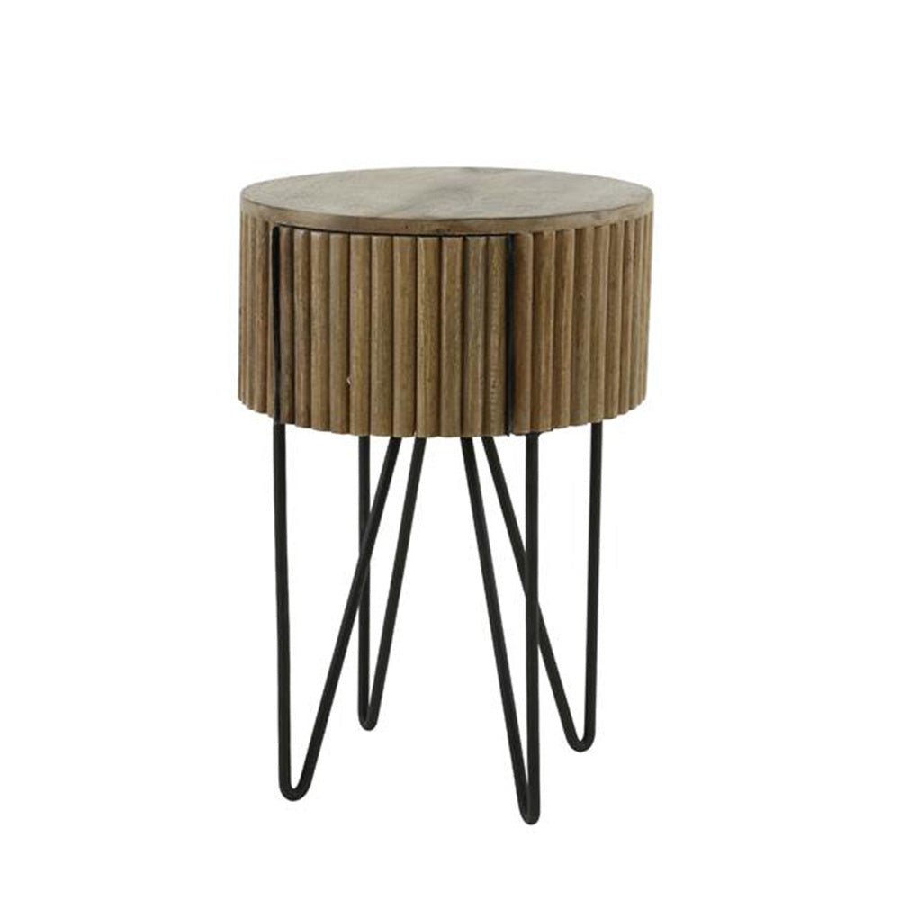 Nachttisch Hans DH Interior Mango LxBxH 45x45x30 Mangoholz Weißes Foto, diagonale Vorderansicht