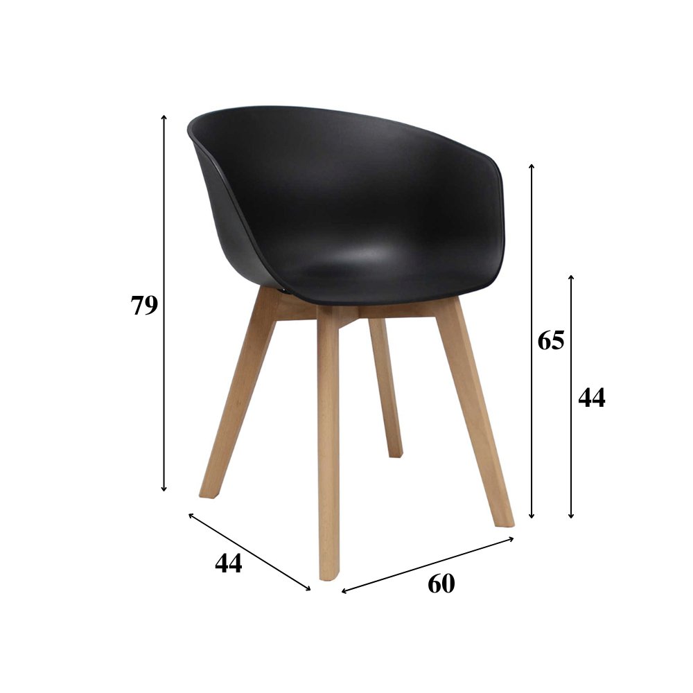 Esszimmerstuhl Herning Dimehouse Schwarz LxBxH 68x60x51 Kunststoff Weißfoto Maßangabe