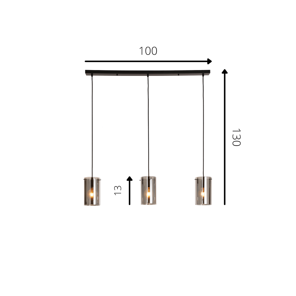Hängelampe Hugo Dimehouse Anthrazit LxBxH 102x26x19 Glas Weiß Fotogrößenangabe