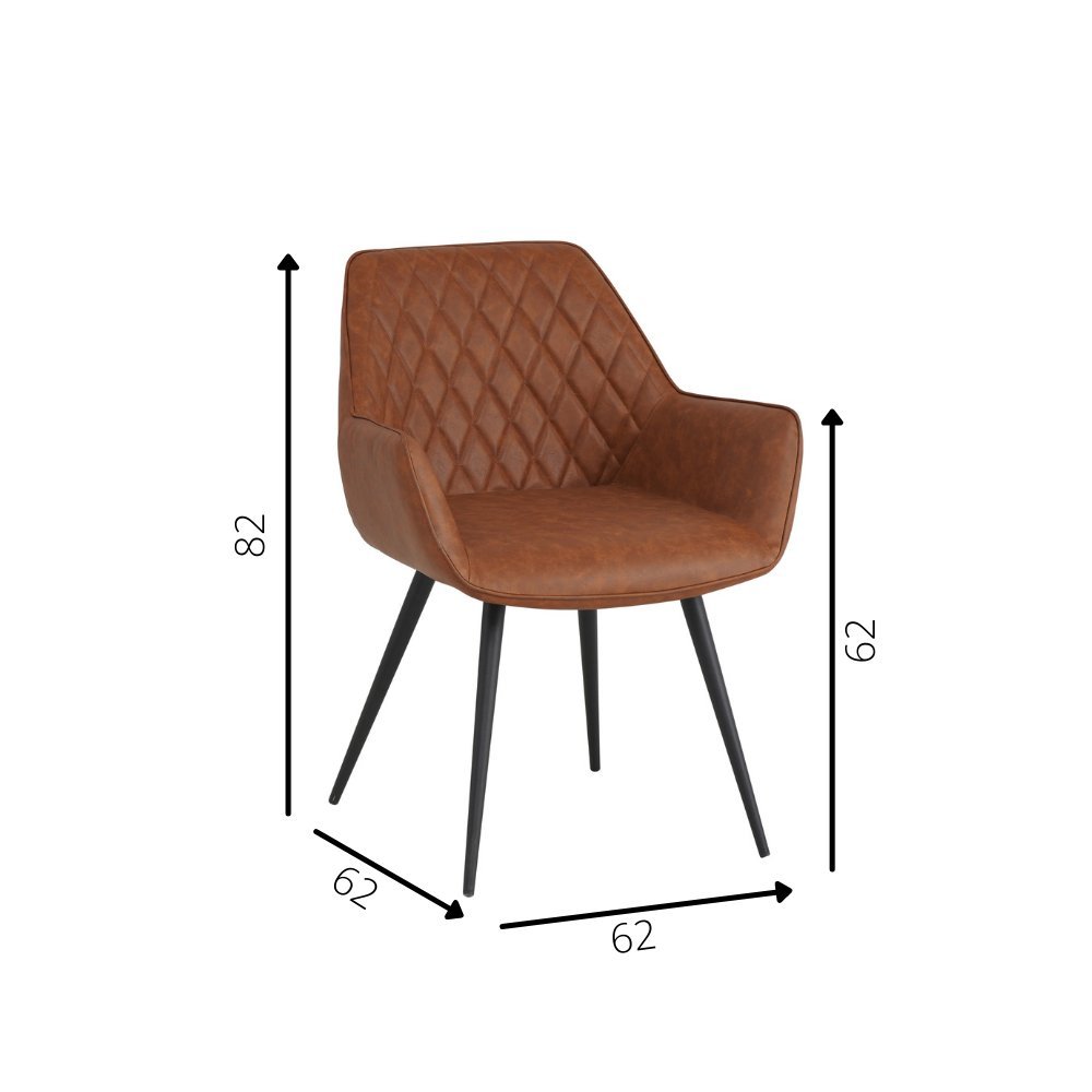 Esszimmerstuhl Cara Dimehouse Cognac LxBxH 78x65x57 Kunstleder Weiße Fotogrößenangabe