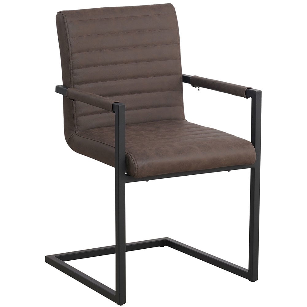 Esszimmerstuhl Kuba Dimehouse Taupe LxBxH 71x59x58 Kunstleder Weißfoto schräger Vorderansicht