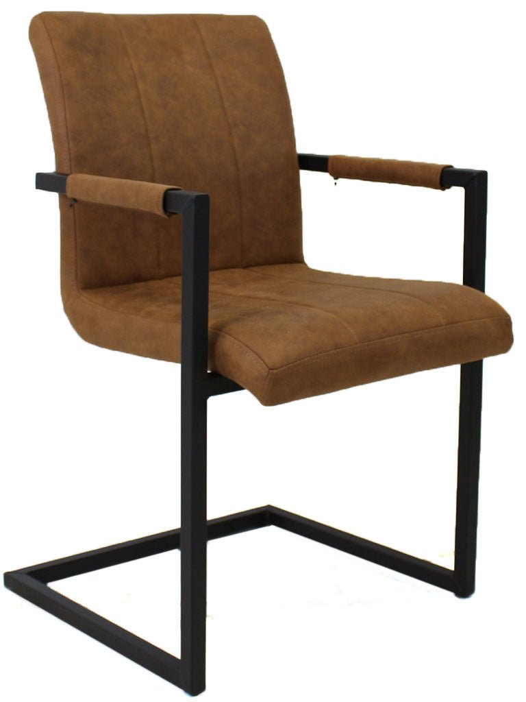 Esszimmerstuhl Jackson Dimehouse Cognac LxBxH 71x58x54 Stoff Weiß Foto diagonale Vorderansicht