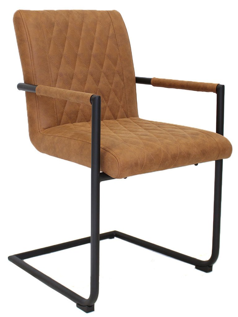 Esszimmerstuhl Dekan Dimehouse Cognac LxBxH 70x58x57 Stoff Weiß Foto diagonale Vorderansicht