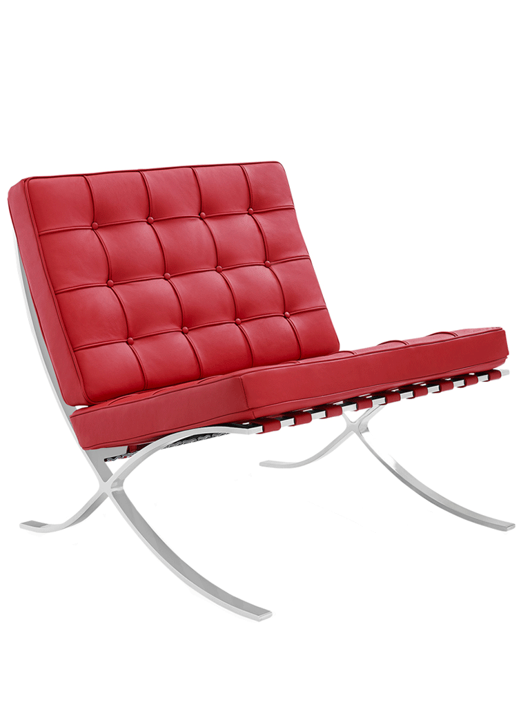 Sessel Expo Dimehouse Rot LxBxH 80x78x78 Rindsleder Weißes Foto diagonale Vorderansicht