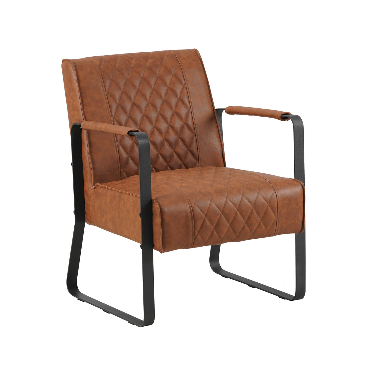 Sessel Peter Dimehouse Cognac LxBxH 68x62x45 Kunstleder Weißes Foto diagonale Vorderansicht