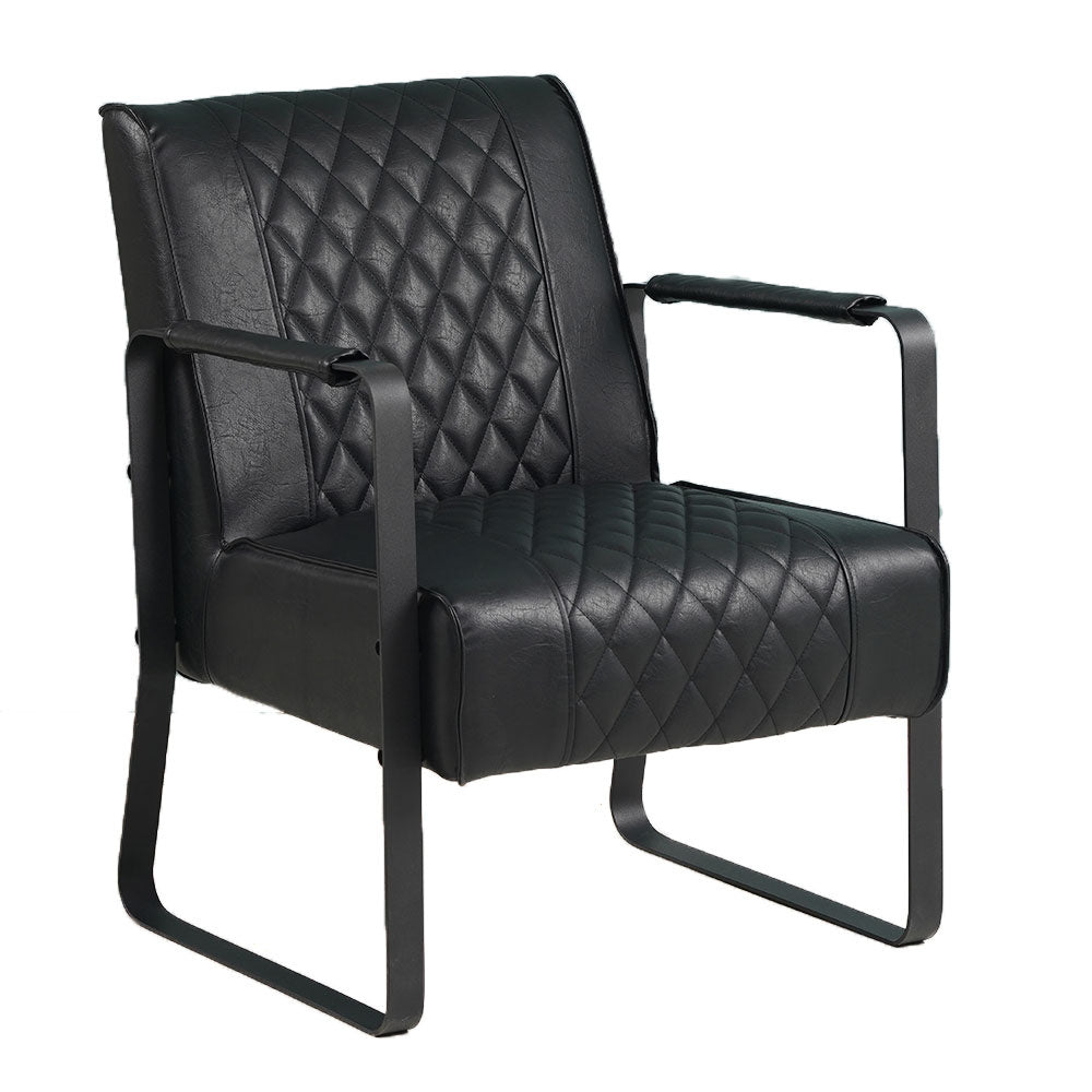 Sessel Peter Dimehouse Schwarz LxBxH 68x63x45 Kunstleder Weißes Foto diagonale Vorderansicht